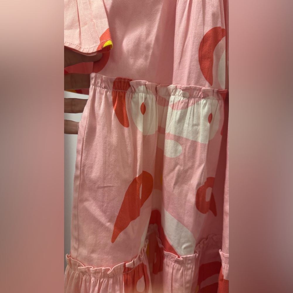 Chic Pink Patterned Midi Dress - Picture 7 of 8
